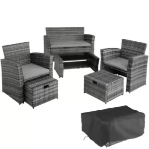 image of Tectake Modena 4-seater Rattan Garden Sofa Set - Grey