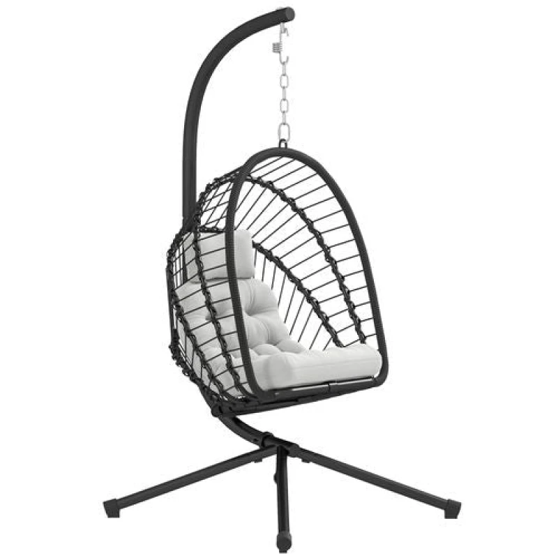 Image of Outsunny PE Hanging Swing Chair W/ Thick Cushion - Patio Hanging Chair - Black TJ Hughes 5063603000971