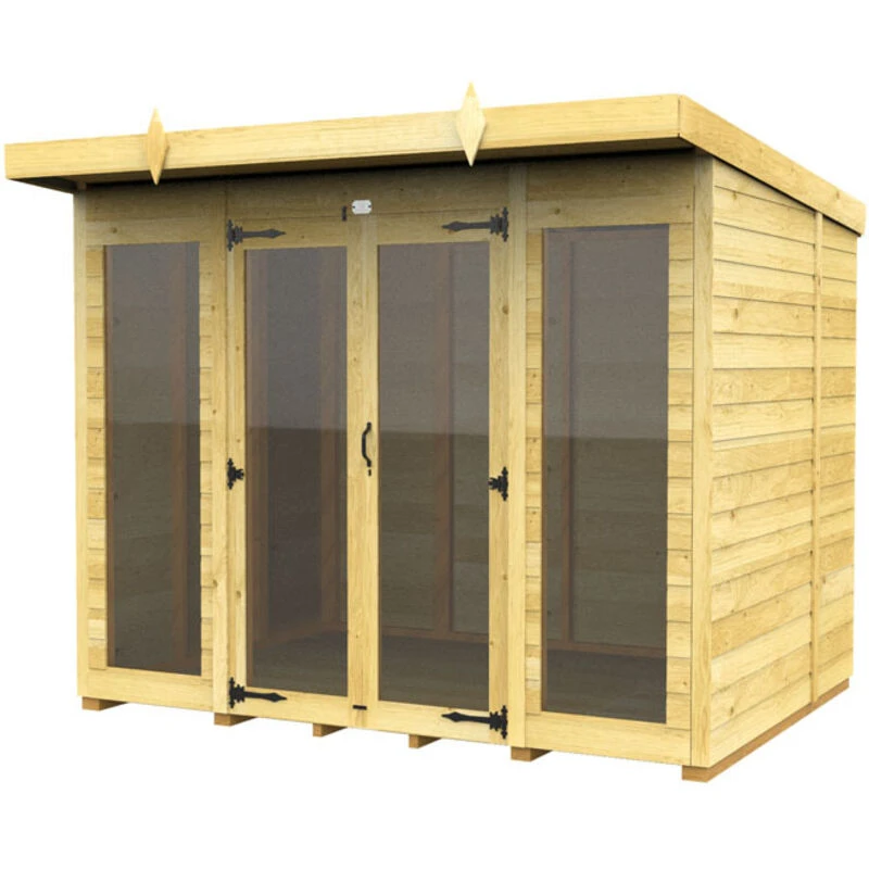 Image of Flat Pack Sheds DIY Sheds 8 x 5 Pent Summer House (Full Height Window), Brown 8X5PFHWSHFF