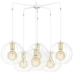Image of Emibig Albio White Wire Frame Pendant Ceiling Light 6x E27