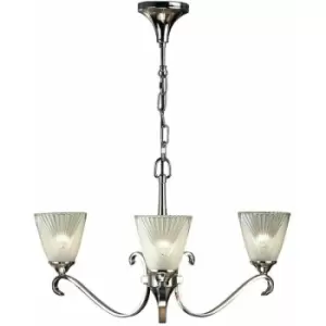 image of Luxury Hanging Ceiling Pendant Light Bright Nickel Deco Glass 3 Lamp Chandelier