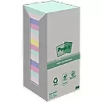 Image of Post-it Recycled Sticky Notes Assorted 76 x 76mm 100 Sheets Pack of 16
