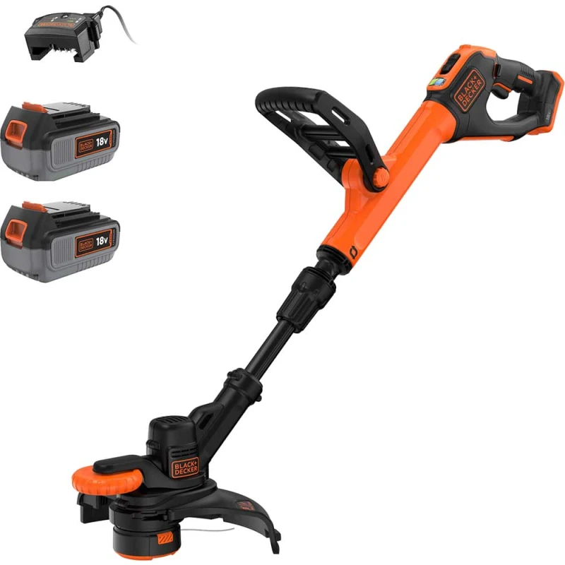 Image of Black and Decker BCST918 18v Cordless Telescopic Grass Trimmer and Edger 280mm BCST918M2 Batteries: 2 x 4ah Li-ion