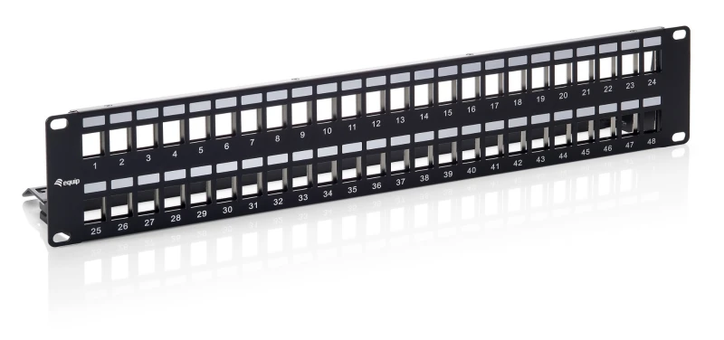 Image of Equip 48-Port Keystone Cat.6 Shielded Patch Panel. Black