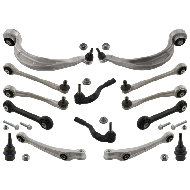 Image of FEBI BILSTEIN 49419 Control arm repair kit ProKit with coupling rod, Front Axle Right, with fastening/mounting material, Control Arm Aluminium Suspens