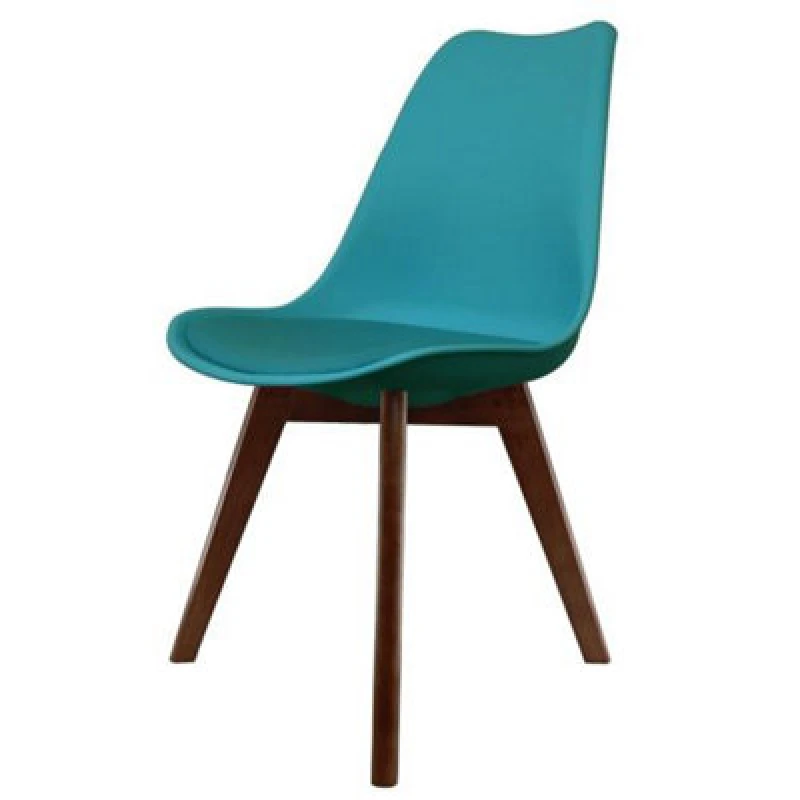 Image of Fusion Living Soho Plastic Dining Chair with Squared Dark Wood Legs Teal