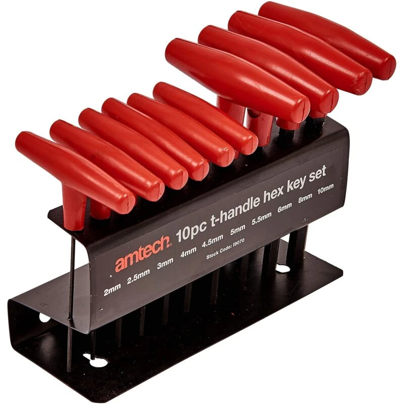 Image of 10pc T-handle Hex Key Set - Allen Metric Thandle 10 Wrench Stand New Alan Rack - key set hex allen metric thandle 10 wrench stand 10pc new alan rack