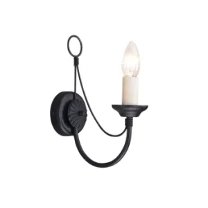 image of Carisbrooke 1 Light Indoor Candle Wall Light Black, E14