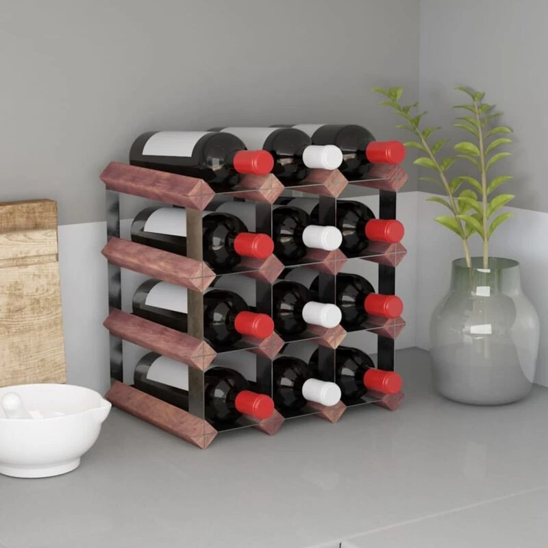Image of VIDAXL Wine Rack for 12 Bottles Brown Solid Wood Pine Vidaxl 8720286827055