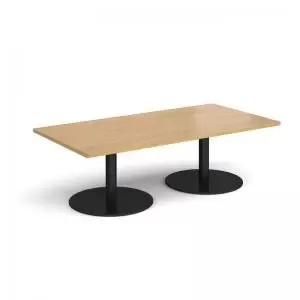 Image of Monza rectangular coffee table with flat round Black bases 1600mm x