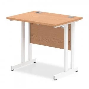 image of Trexus Desk Rectangle Cantilever White Leg 800x600mm Oak Ref MI002905