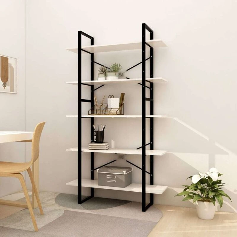 Image of VIDAXL 5-Tier Book Cabinet White 100x30x175cm Pinewood Vidaxl 8720286649602