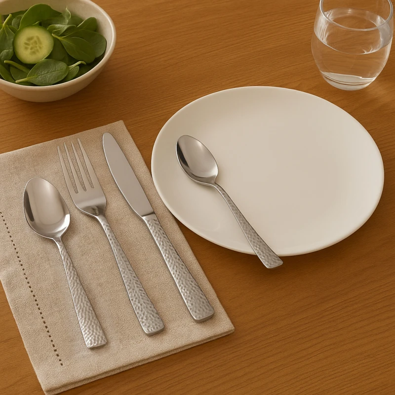Image of Premier Housewares Hammered 24Pc Cutlery Set Silver