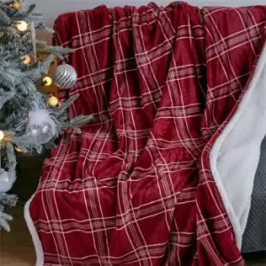Image of I Saw It First Check Print Flannel Fleece Throw - Red