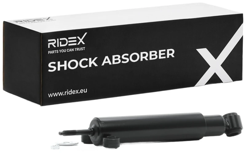 Image of RIDEX 854S0976 Shock absorber Rear Axle, Oil Pressure, Twin-Tube, Telescopic Shock Absorber, Bottom eye Shock Absorber (854)