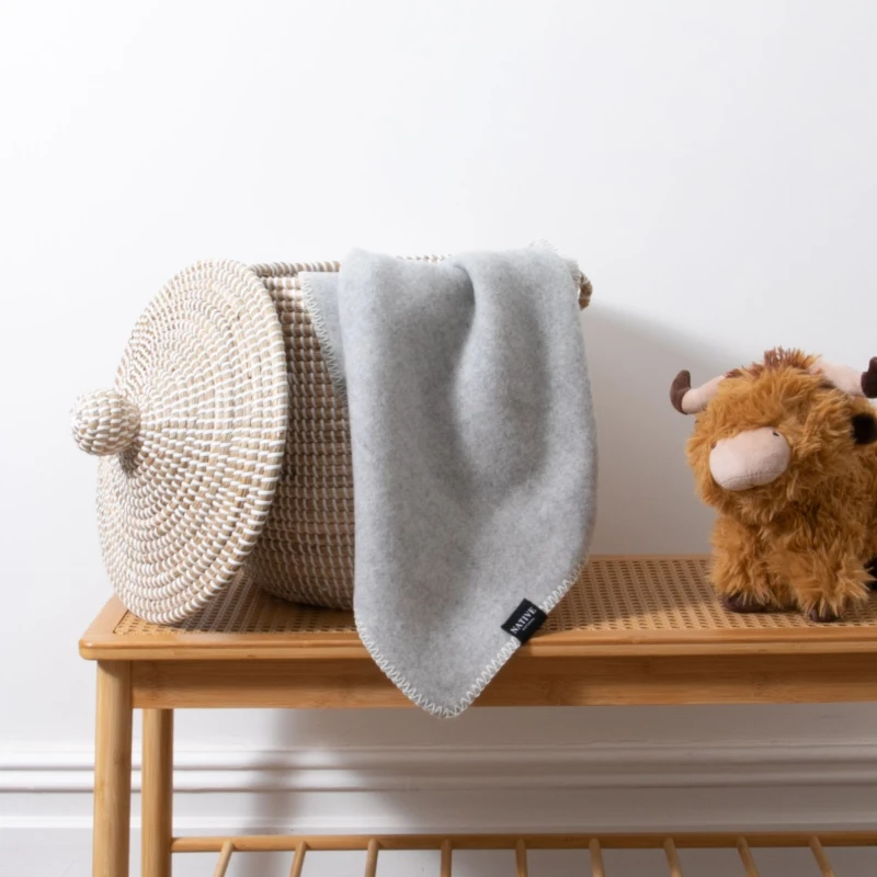 Image of Native Natural Soft Grey Pure Wool Baby Blanket Size: Small Grey Unisex Small