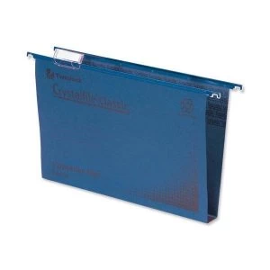 Image of Rexel Crystalfile Classic Foolscap Suspension File Manilla 30mm Blue Pack of 50