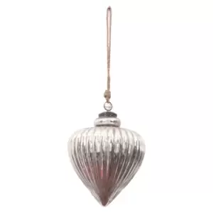 image of The Noel Collection Antique Silver Large Vallupe Bauble