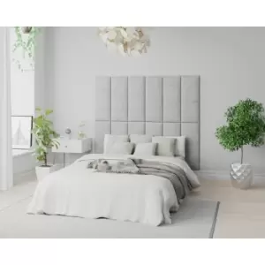 Image of EasyMount Wall Mounted Upholstered Panels, Modular diy Headboard in Pure Pastel Cotton Fabric, Storm (Pack of 2) - Aspire