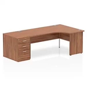 Image of Dynamic Corner Right Hand Desk Walnut MFC Panel End Leg Walnut Frame Impulse 2230/1200 x 800/600 x 730mm