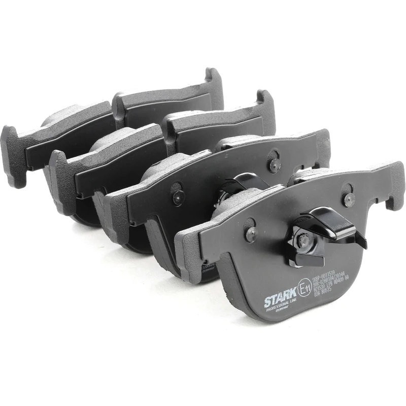 Image of STARK SKBP-0011519 Brake pad set Rear Axle, prepared for wear warning indicator, with piston clip Low-Metallic Brake Pad Set,disc brake (402)