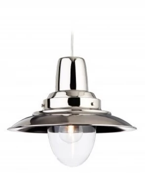 Image of 1 Light Dome Ceiling Pendant Chrome, Clear Glass, E27