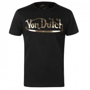 Image of Von Dutch Logo T Shirt - Black/Gold
