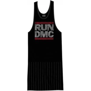 Image of Run DMC Logo Vintage with Tassels Ladies Large Tee Vest - Black