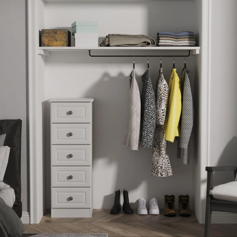 Image of Studio Pembroke 5 Drawer Bedside Cabinet Bedside Tables Medium Grey 40049702130