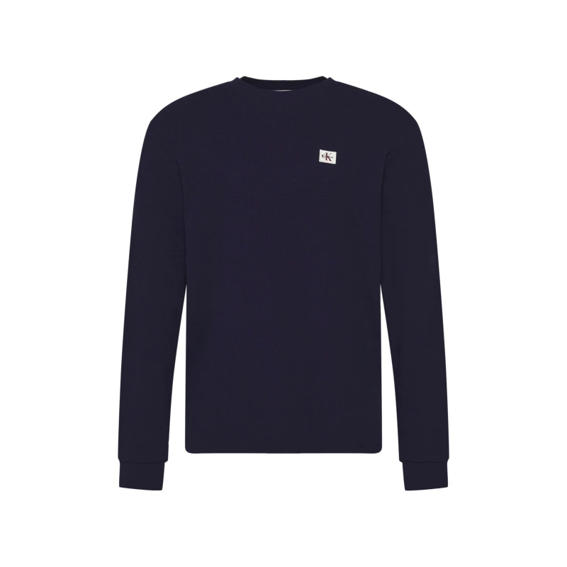 Image of Calvin Klein Jeans LS WAFFLE BADGE CREWNK TEE mens in Marine