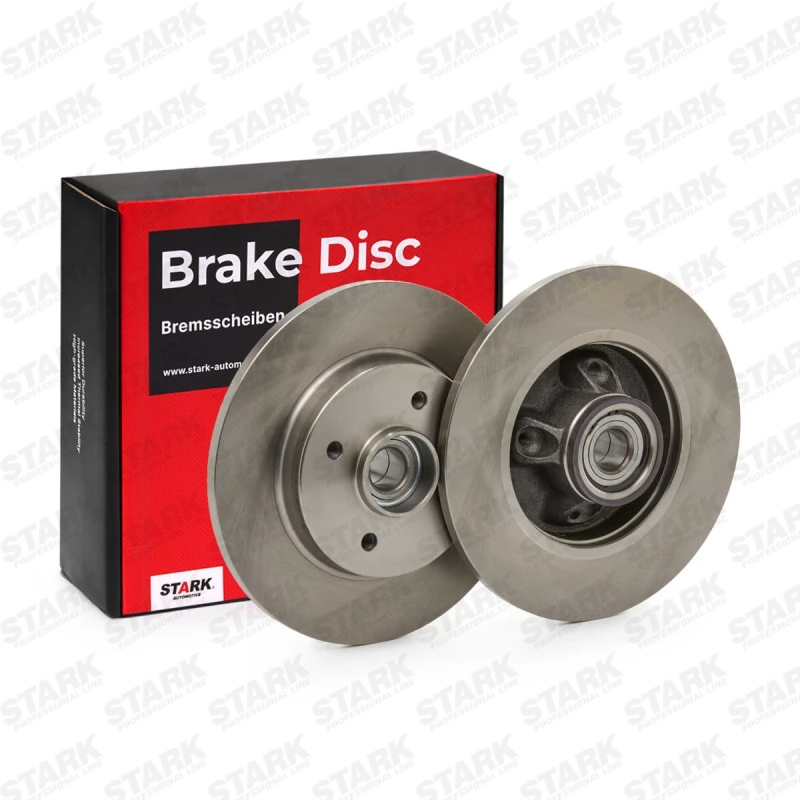 Image of STARK SKBD-0022850 Brake disc Rear Axle, solid, Cast Iron, Uncoated, Untreated, with wheel bearing Cast Iron Brake Disc (82)