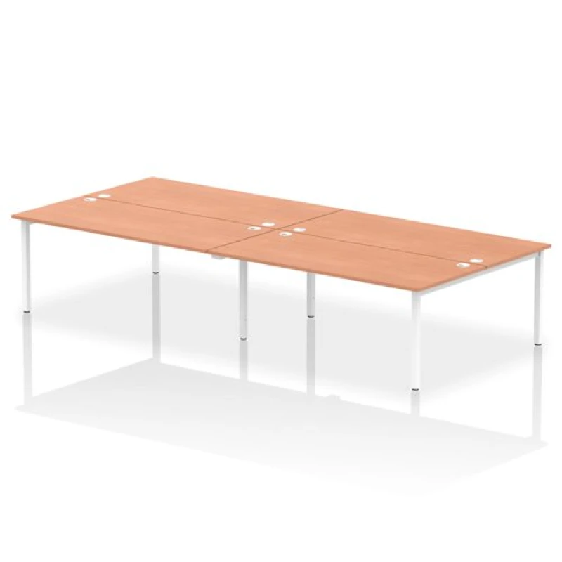 Image of Impulse Impulse Bench B2B 4 Person 1800 White Frame Office Bench Desk Beech IMB4P18BCHW