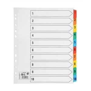 image of 5 Star Office Maxi Index Extra wide 150gsm Card with Coloured Mylar Tabs 1 10 A4 White