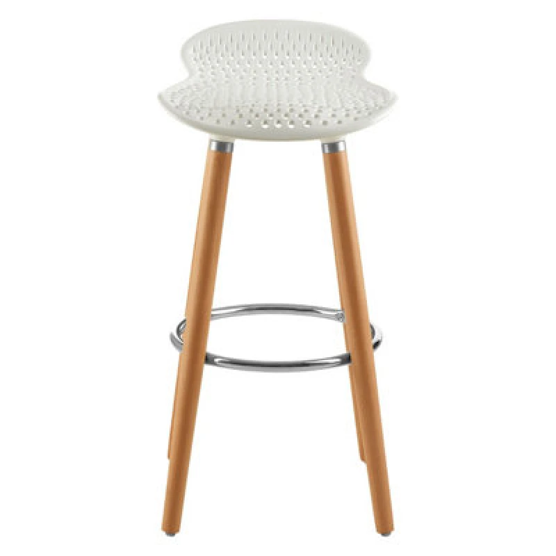Image of Premier Housewares Interiors by Premier Matte Black Bar Stool, Easy to Clean Kitchen Bar Stool, Footrest Bar Stool, Space-Saver Breakfast Stool White