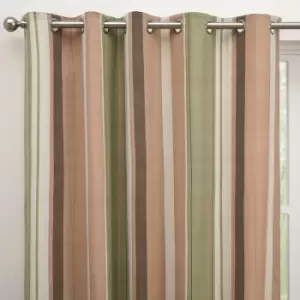 image of Fusion Whitworth Striped Green Eyelet Curtains Green