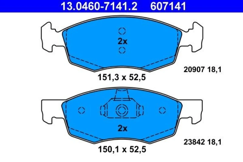 Image of ATE 13.0460-7141.2 Brake pad set excl. wear warning contact Brake Pad Set,disc brake (402)