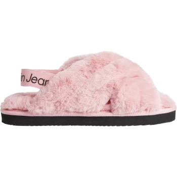 image of Calvin Klein Jeans Home Slipper Fake Fur - Soft Berry