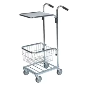 image of Mini Office Trolley 1 shelf and 1 basket -35kg capacity - 1090 x 355 x 660