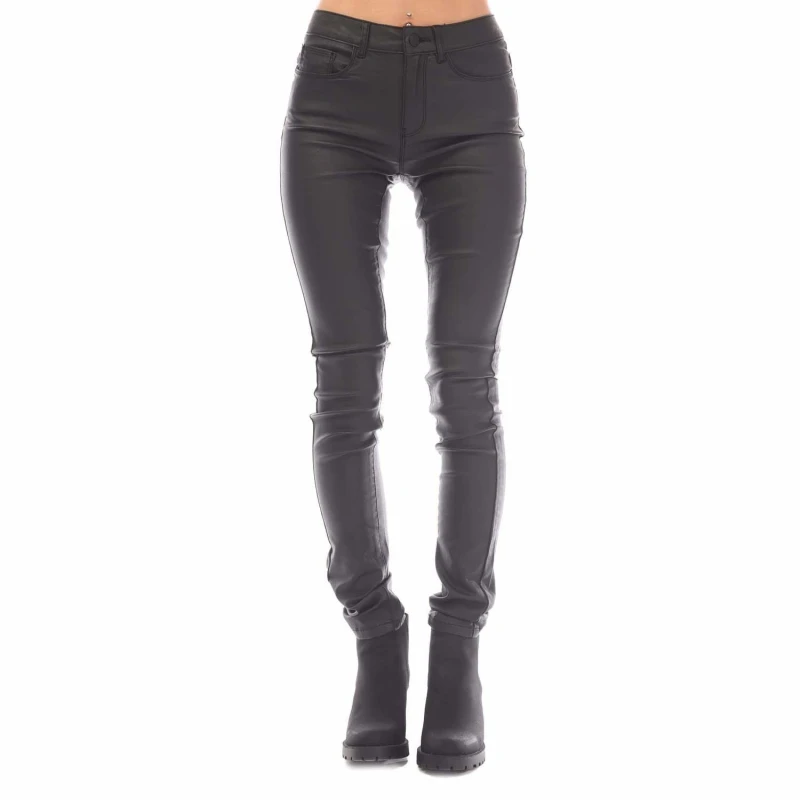 Image of Only Anne K Faux Leather Trousers - Black ONE SIZE