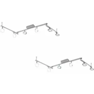 Image of 2 PACK Wall 9 Spot Light Aluminium Chrome Shade Satined Plastic LED 3.2W 3x3.3W