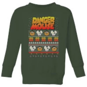 image of Danger Mouse Pattern Knit Kids Sweatshirt - Forest Green - 11-12 Years