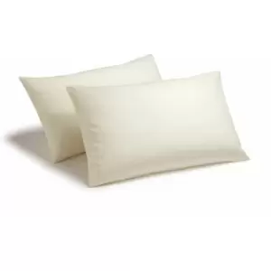 image of Charlotte Thomas - Poetry Plain Dye 144 Thread Count Combed Yarns Ivory Housewife Pillowcase Pair