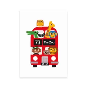 image of East End Prints Dicky Bird - London Bus Zoo Print MultiColoured