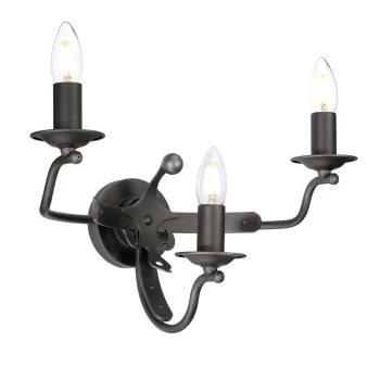 Image of Windsor 3 Light Candle Wall Light - Graphite, E14