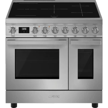 image of SMEG Portofino CPF92IMX Electric Range Cooker with Zone induction Hob - Stainless Steel - A Rated