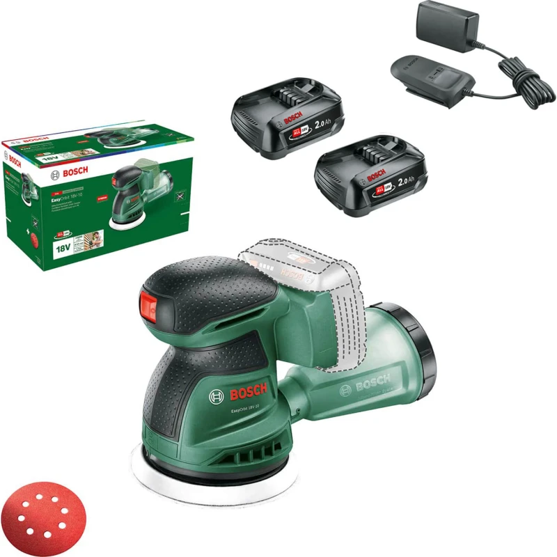 Image of Bosch EASYORBIT 18V-10 P4A 18v Cordless Disc Sander 125mm EASYORBIT 18V-10 Batteries: 2 x 2ah Li-ion