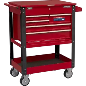 image of Sealey Heavy Duty 5 Drawer Tool and Parts Trolley Red