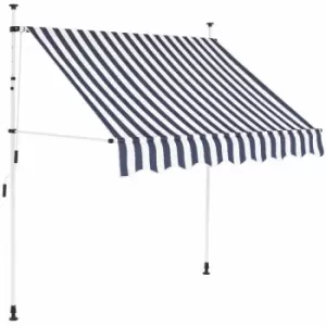 image of Manual Retractable Awning 150cm Blue and White Stripes Vidaxl Blue