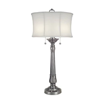 Image of 2 Light Table Lamp Pewter, E27 - Elstead