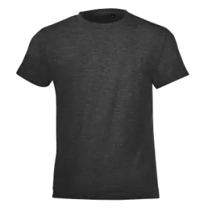 Image of SOLS Childrens/Kids Regent Short Sleeve Fitted T-Shirt (10 Years) (Charcoal Marl)